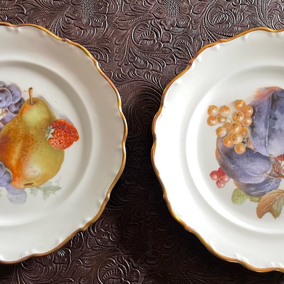 Set of 2 Schumann Arzberg dessert fruit plates vintage Gold Rimmed - Picture 5 of 9